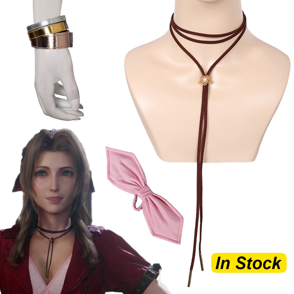 Aerith Cosplay Prop - ファンタジアエアリスコスプレネックレスボウタイゲームファンタジー最終変装アクセサリー大人女性ハロウィンカーニバルパーティー小道具
