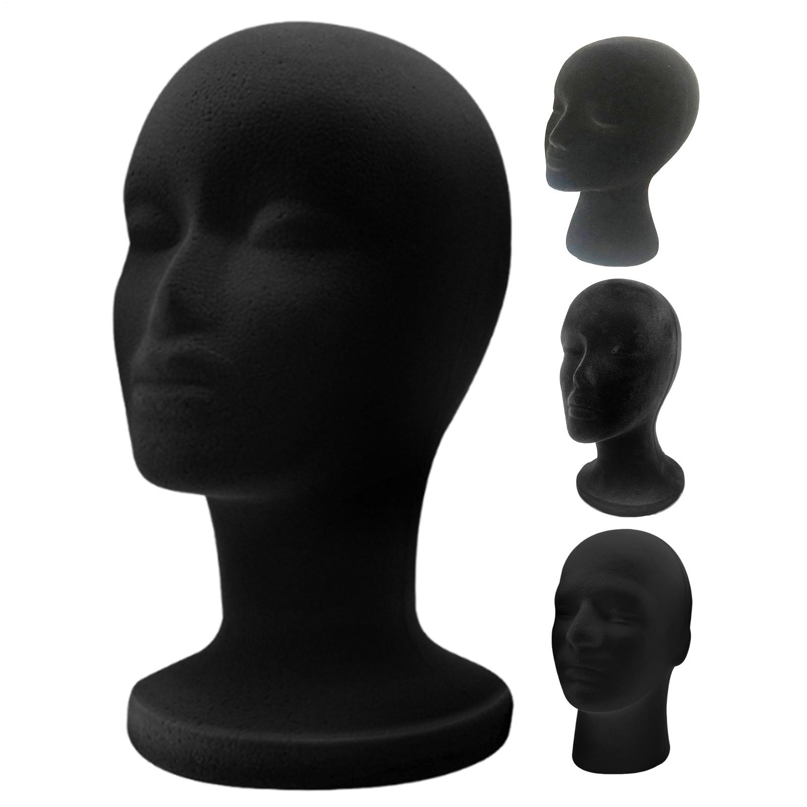 Cosplay Prop Foam - 耐久性のあるマネキンヘッドフォーム黒ベルベットマネキンマネキンヘッドウィッグディスプレイ美容ディスプレイモデルスタイリングツール