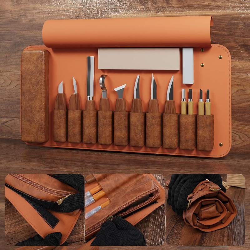 Craft Knife Set - 手作り木彫りツールセット 木工用ノミ トリミングナイフ スクレーパー DIY木工彫刻作業用