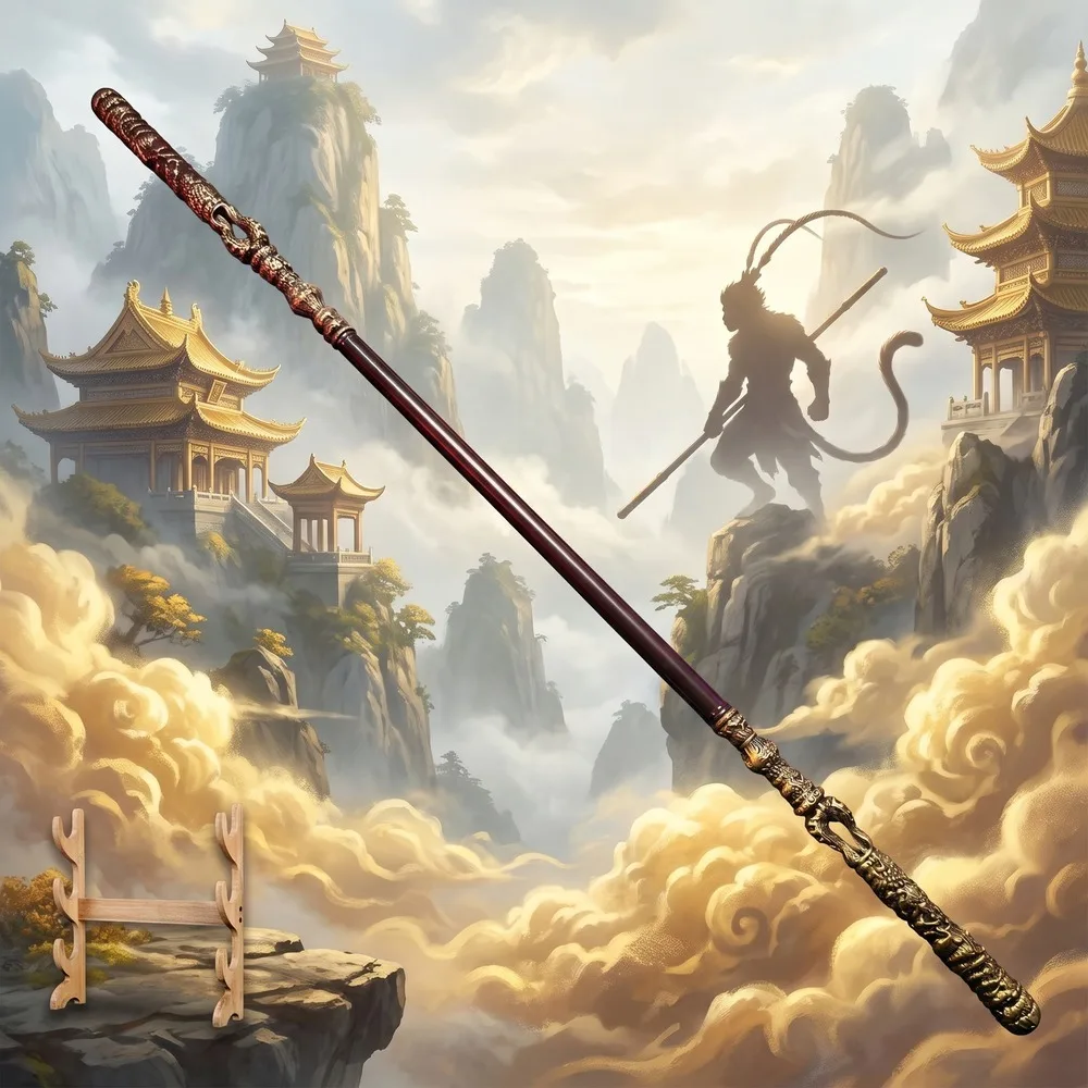 Cosplay Prop Katana - モンキーキング 180cm 70インチ ロングスタッフロッド プラスチック刀剣 サーベルブレード