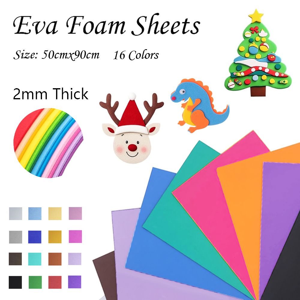 Cosplay Props Eva Foam - 16色 カラフルEVAフォームシート 厚さ2mm 50x90cm コスプレクラフトフォーム DIYアートコスチューム小道具製作用