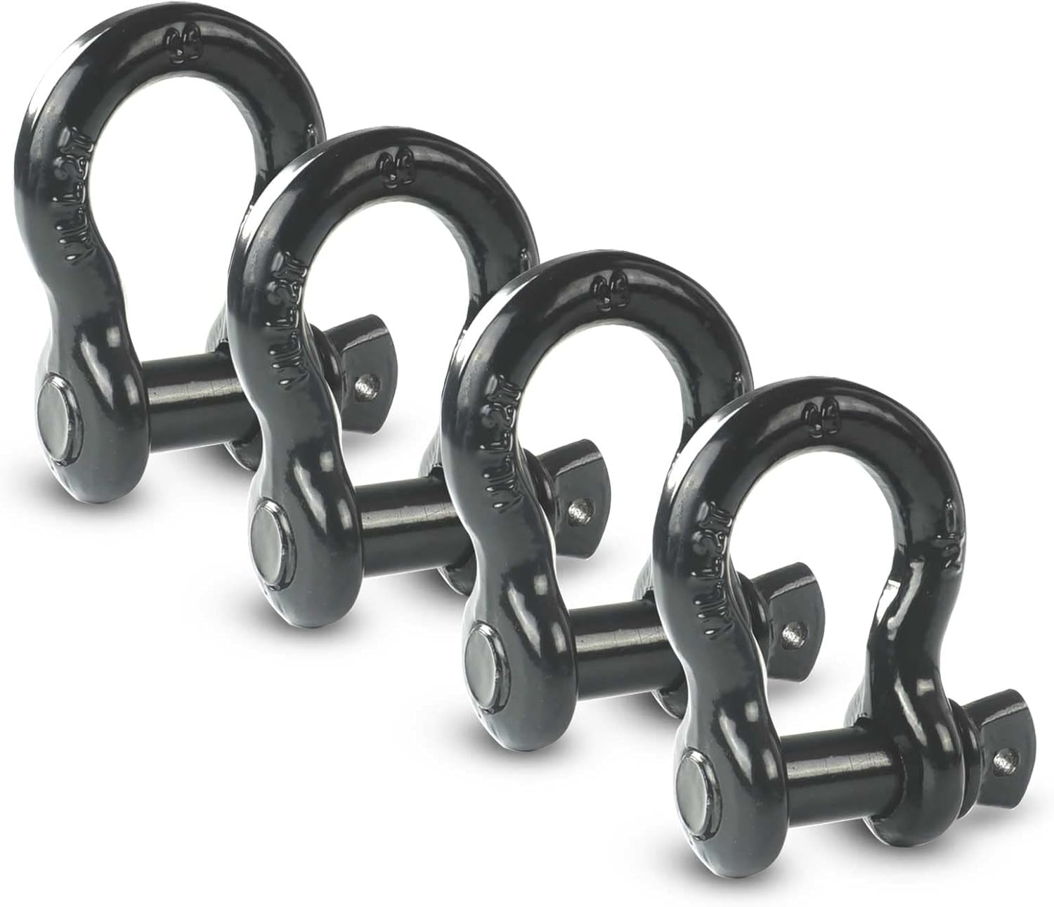 D Ring Strap - 1/2インチDリングシャックル、ボウシャックル（ネジピン付きクレビス）、2トン、牽引ストラップフック用、ジープ、ATV、トラック、トレーラーに適合（4個セット）