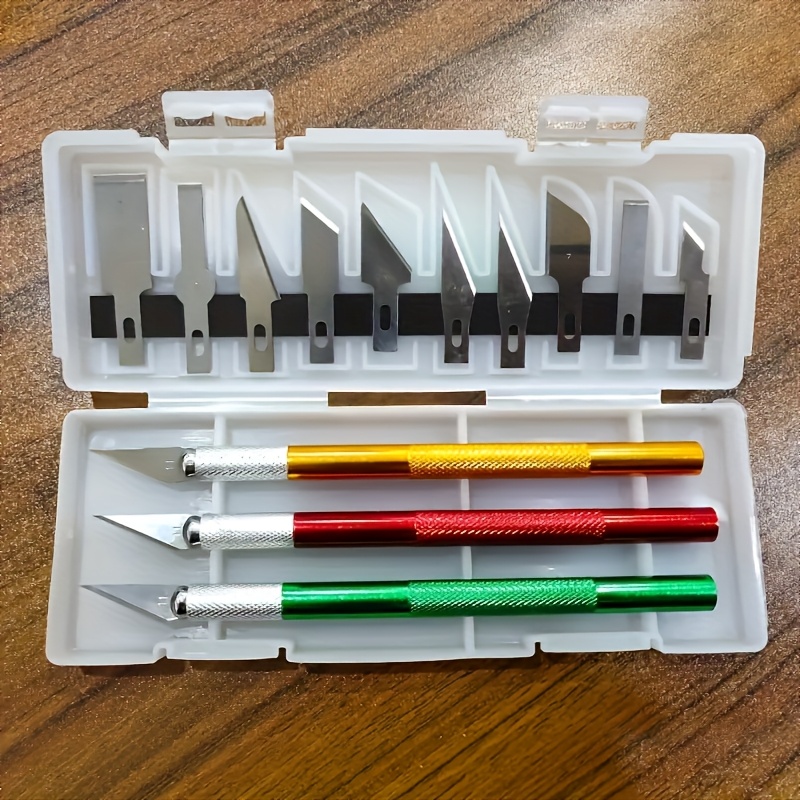 Craft Knife Set - 13個入りアルミ合金彫刻刀セット、ペーパークラフト、スタンプ彫刻、携帯電話フィルムカット、DIY用多機能切削工具