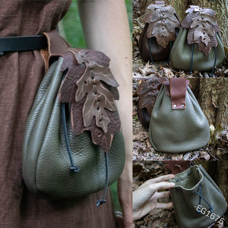 Cosplay Prop Patterns - 女性と男性のための中世のコスプレスーツ,アメリカの葉のパターン,緑のバッグ,サイクリング,戦士,海賊パーティーのアクセサリー