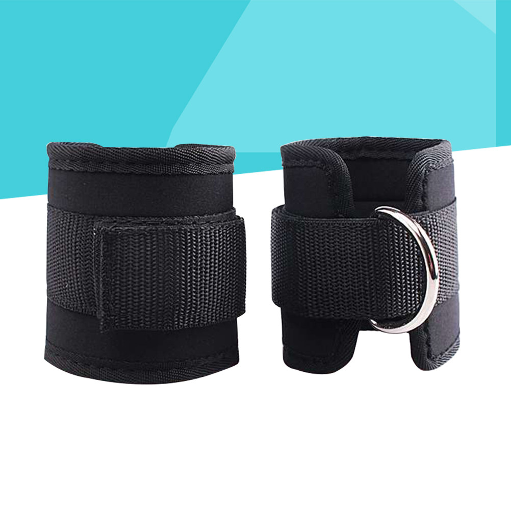 D Ring Strap - 2個入り ブラック アンクルストラップ 調節可能なDリングカフ ケーブルマシンアタッチメント 効果的なレッグカール・ヒップアブダクターエクササイズ用