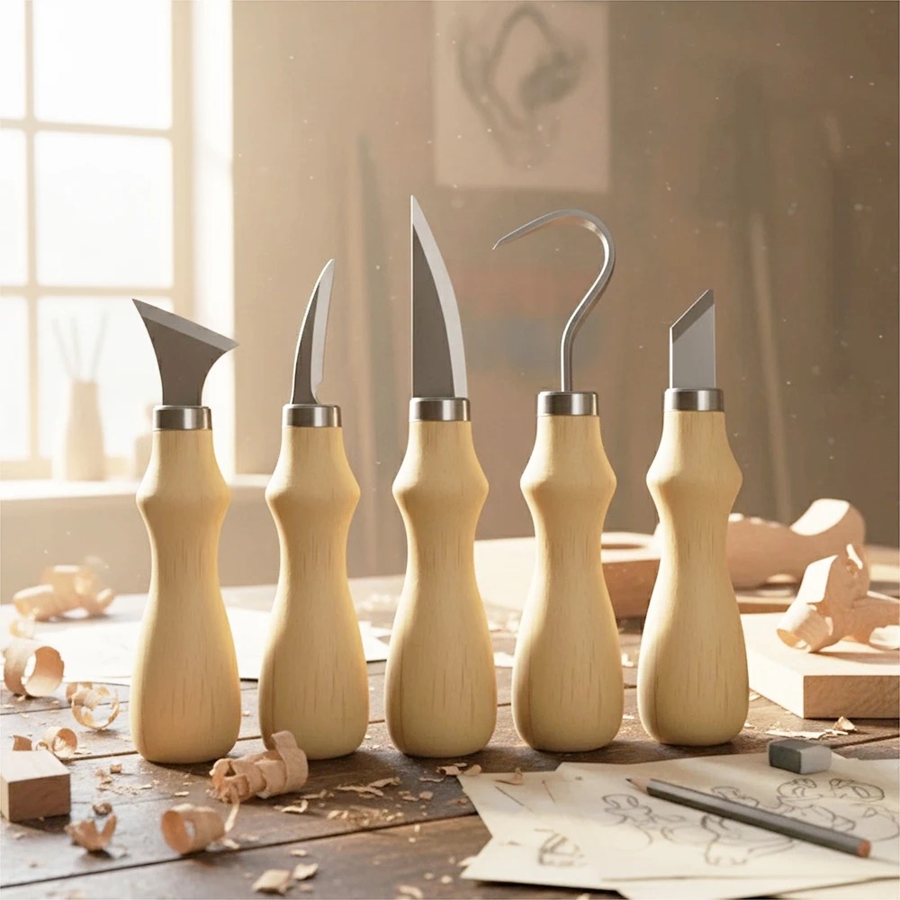 5個の木彫りツールセット、芸術工芸用の曲刃ナイフ、手彫り用の - Craft Knife Set のレビューと価格