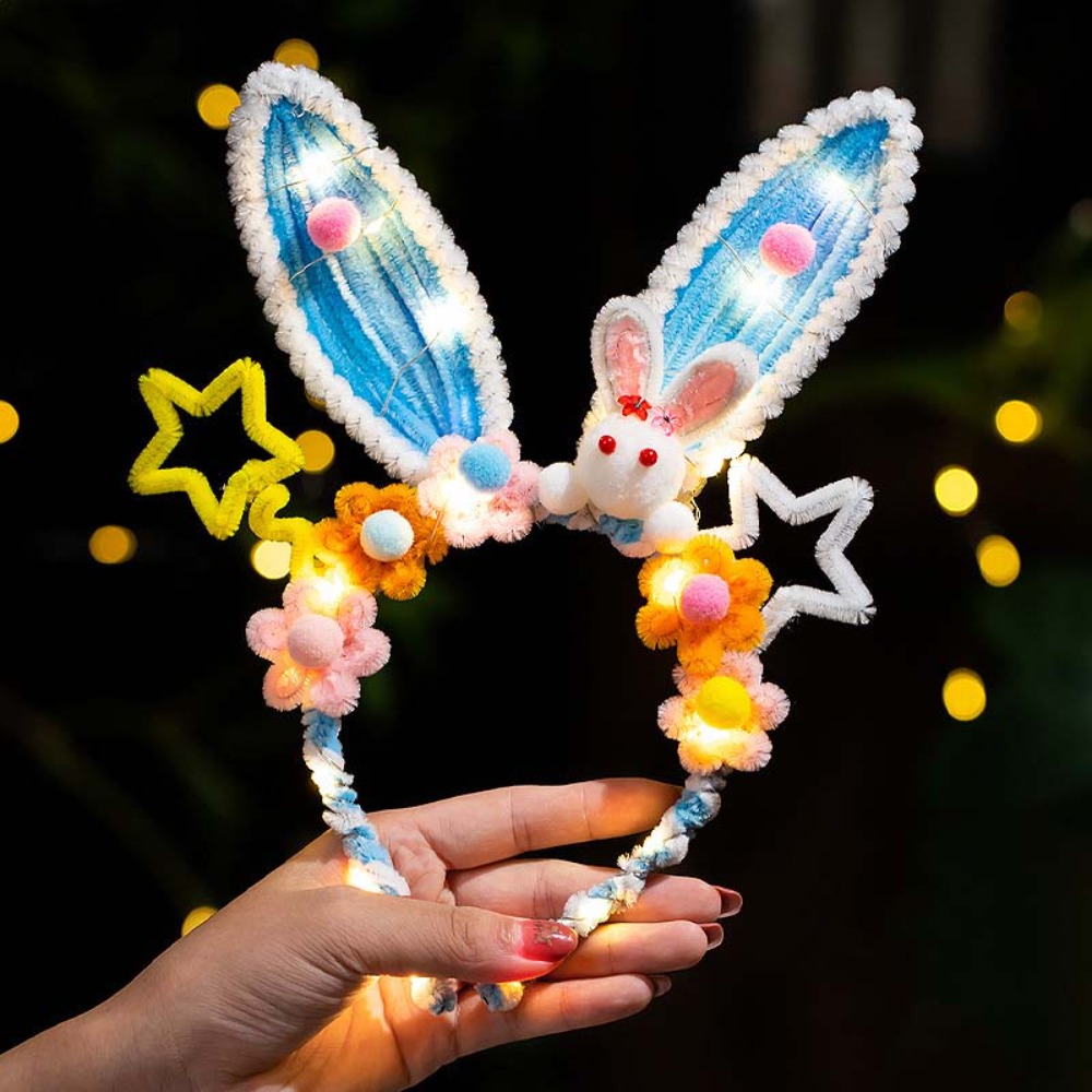 手作りバニーヘッドバンド発光ツイストスティックウサギの毛フー - Easy Cosplay Prop のレビューと価格
