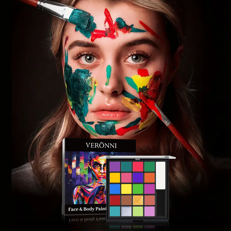 20色フェイスボディペイントパレット、6本のブラシ付き、防水 - Cosplay Prop Paint のレビューと価格