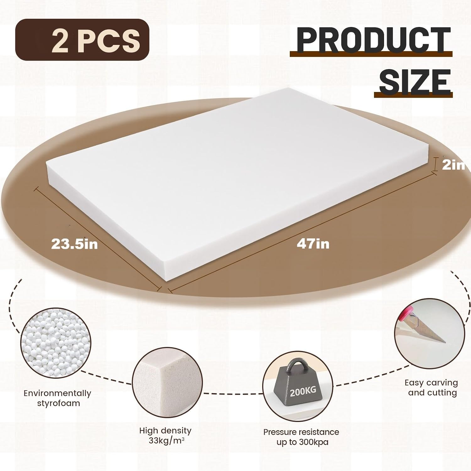 高密度XPS大型フォームボード、2枚組、47x23.5x2イ - Cosplay Prop Foam Board のレビューと価格