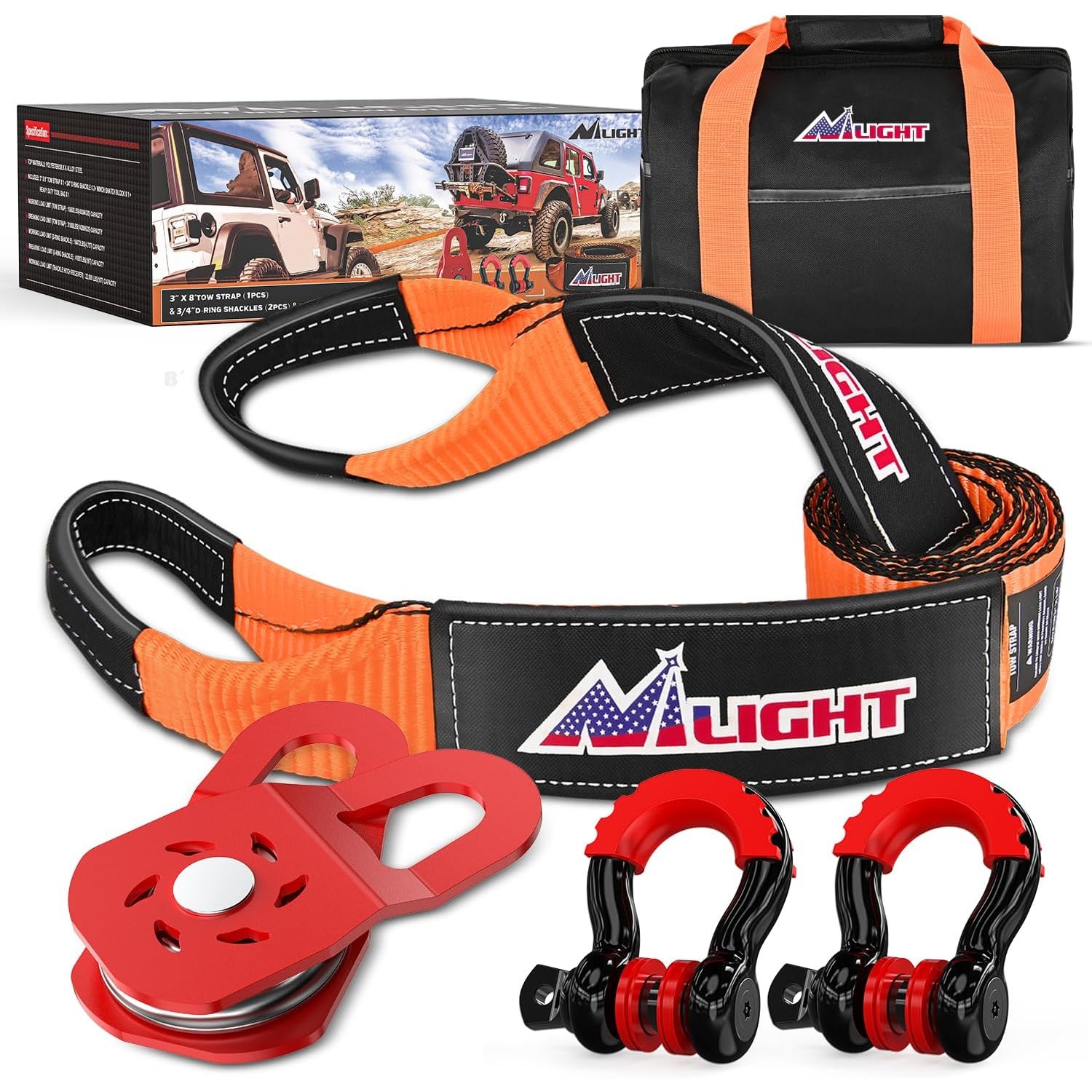 ニライトオフロードリカバリーキット 3インチx8フィート牽引 - D Ring Strap のレビューと価格